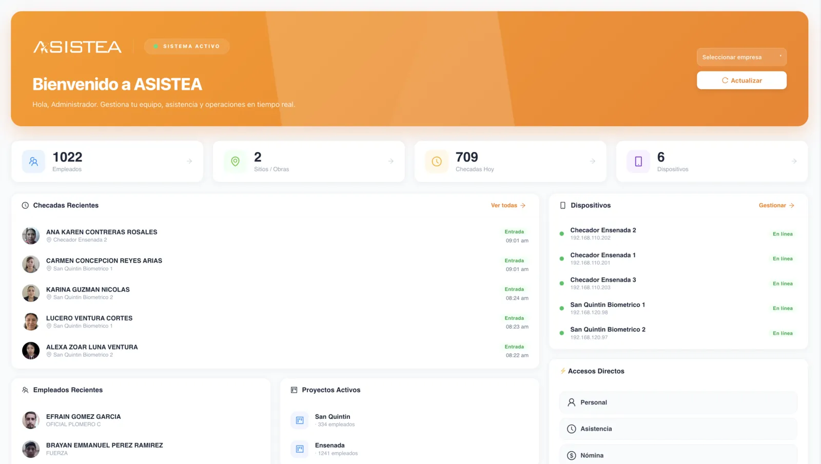 Dashboard de Asistea